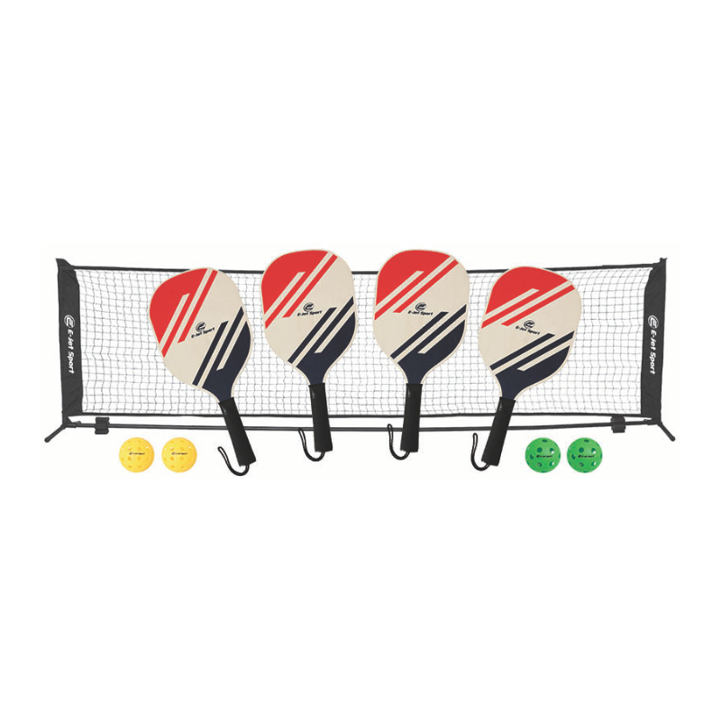 E-Jet Sports Pickleball 4 Player Wooden Set With Net