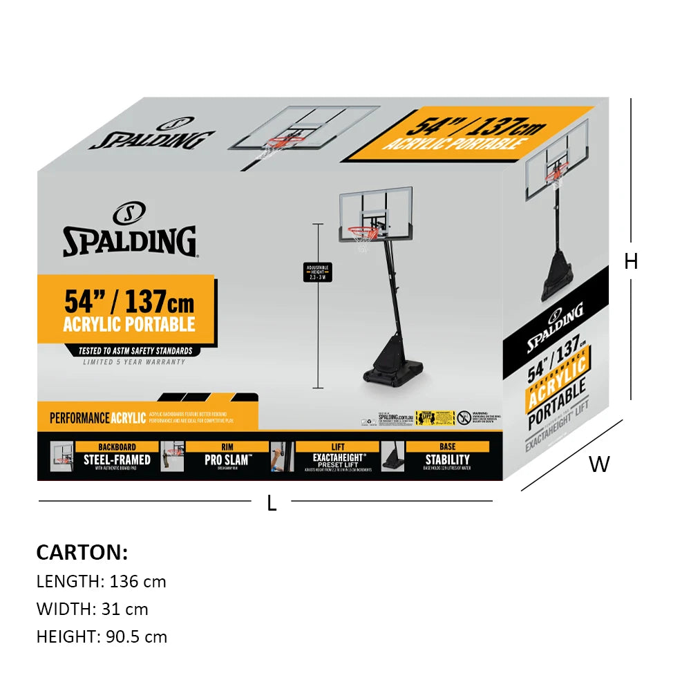 Spalding Screw Jack 54" Acrylic Portable System