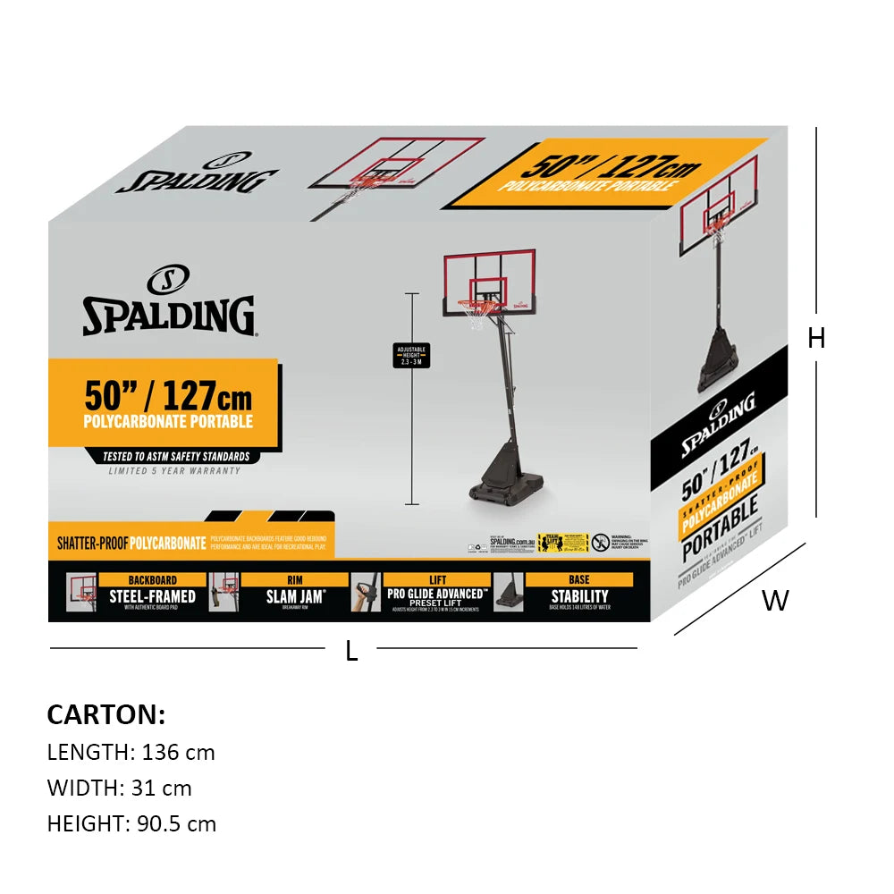 Spalding Portable System - 50 in Poly (Pro Glide Advanced Lift)