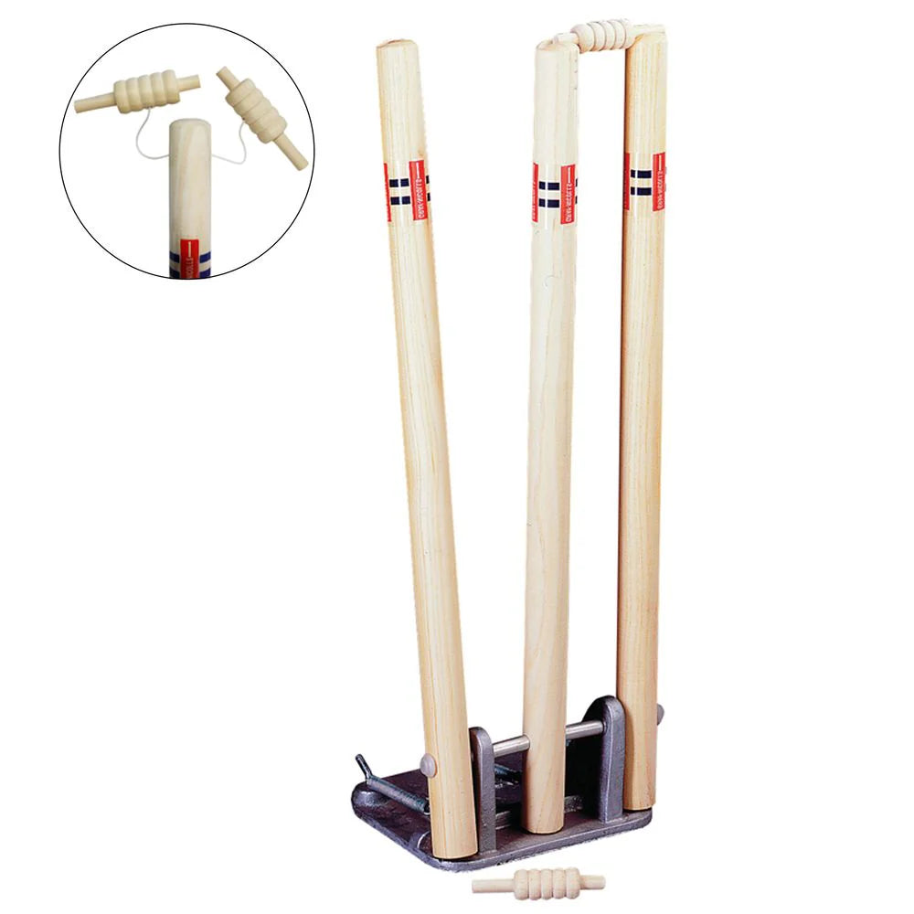 Gray Nicolls Wooden Spring Return Stumps W String Bails
