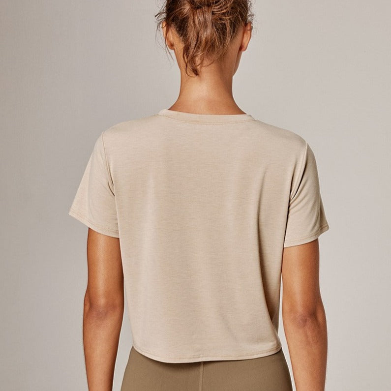 Running Bare elevate seacell workout crop tee