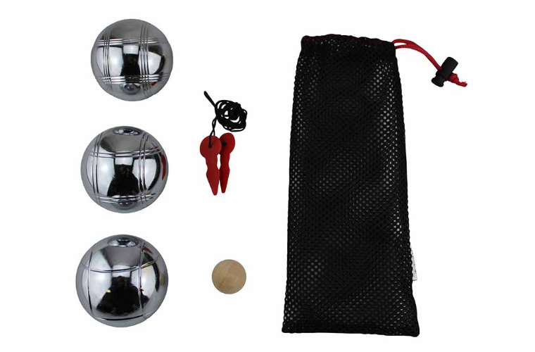 Alliance Boule Set Of 3 x Chromed Metal Plus 1 Jack in Mesh Carry Bag