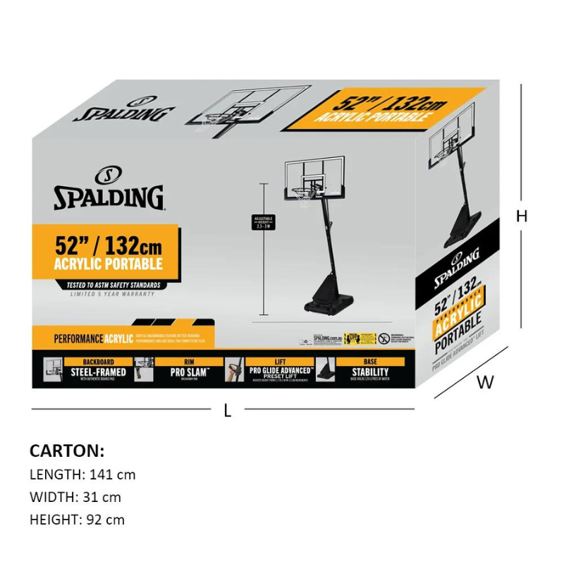 Spalding Portable System - 52in Acrylic (Pro Glide Advanced Lift)