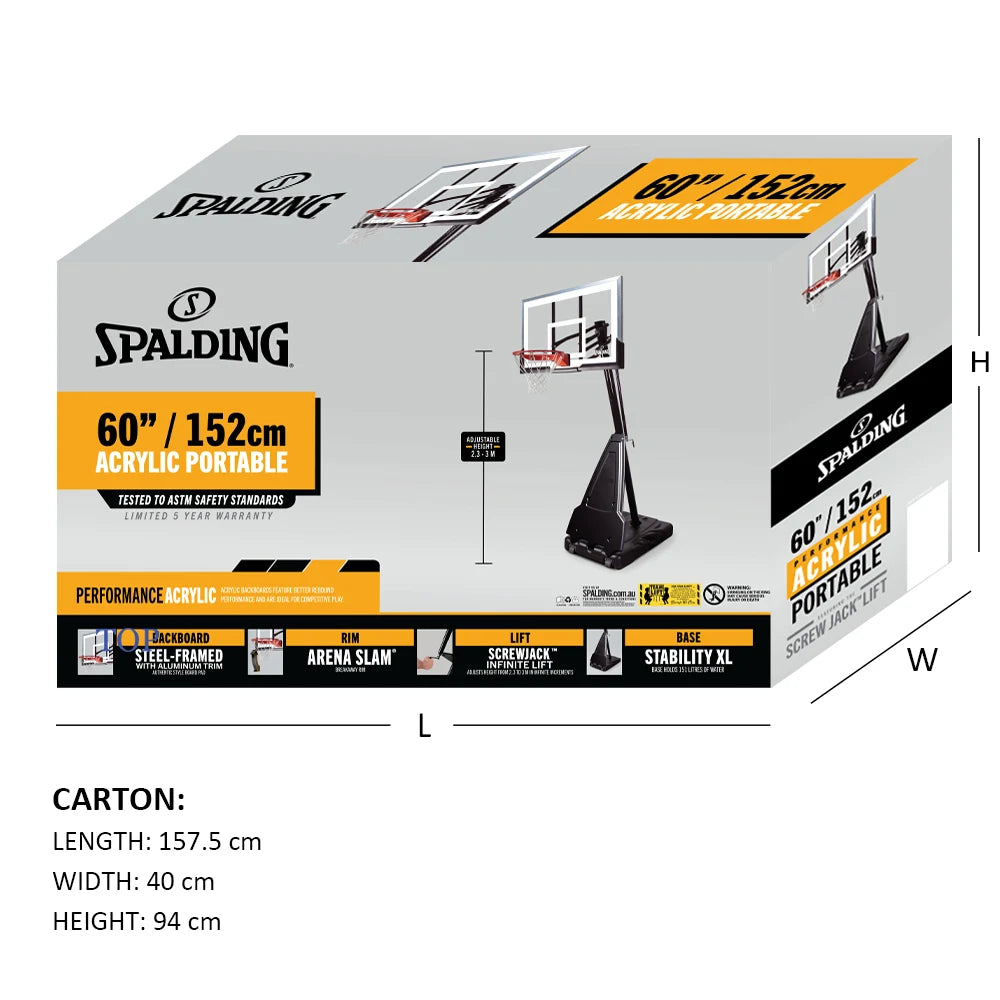 Spalding Screw Jack 60in Acrylic Portable System